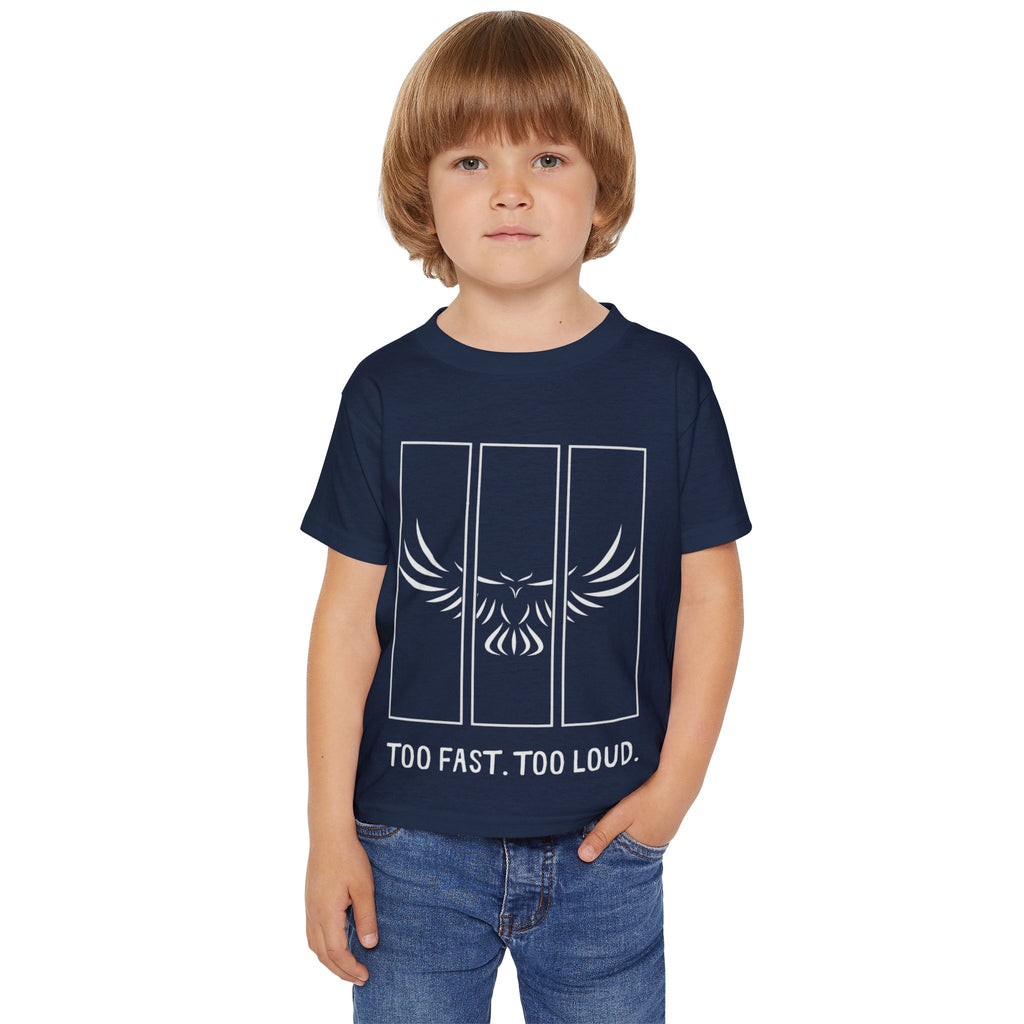 Toddler T-Shirt — 'Too Fast. Too Loud.' Winged Emblem Graphic